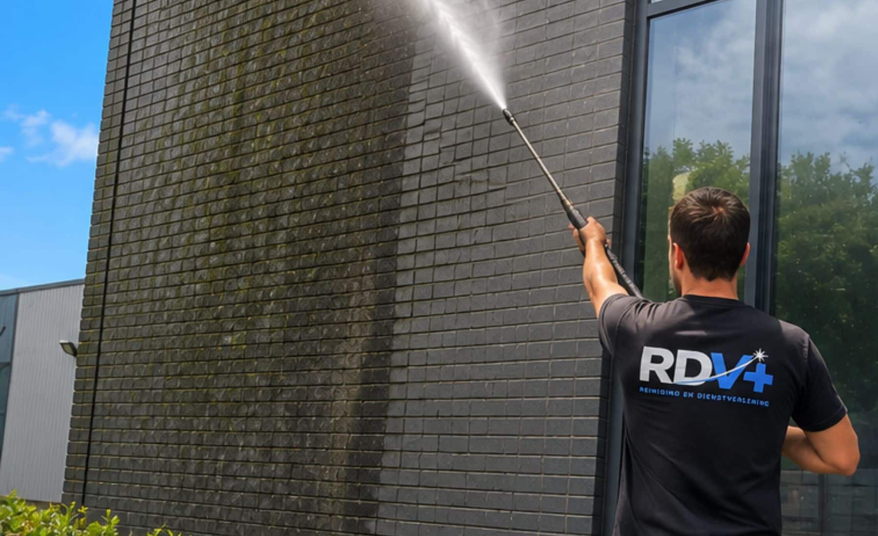 RDV Plus Groningen gevelreiniging met hogedrukspuit.